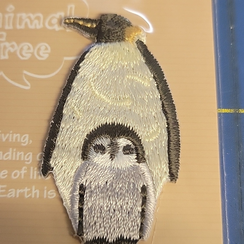 Penguin & Baby Embroidered 1.75" Iron On Patch New